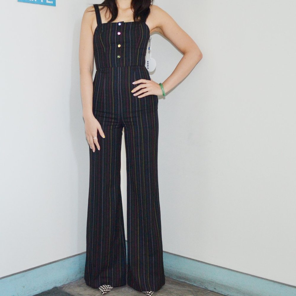STAUD Tao Rainbow Striped Jumpsuit US 0/EU 30 // Brand New